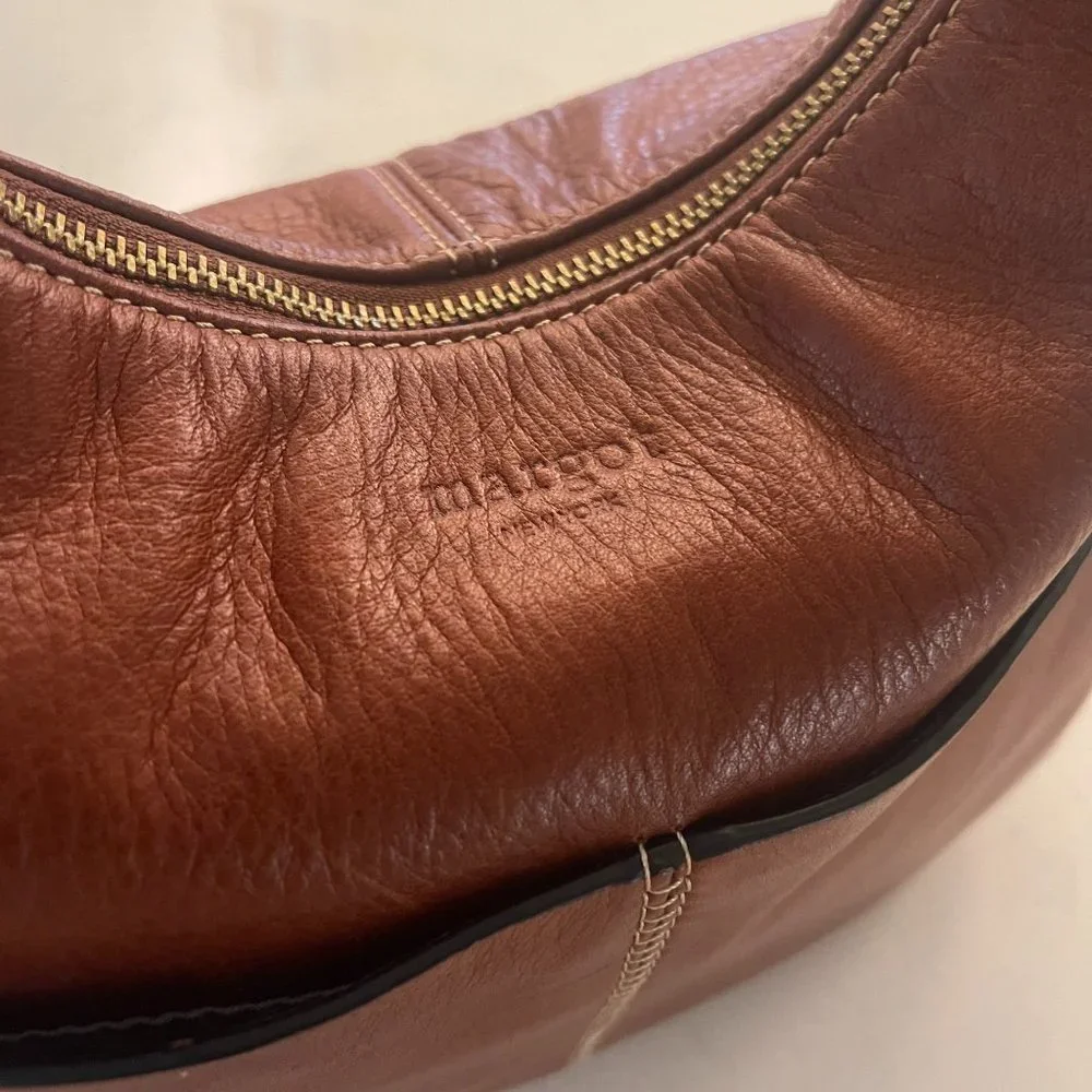 MARGO Cognac / Caramel / Camel Genuine Leather Hobo Bag Purse - Picture 2 of 16